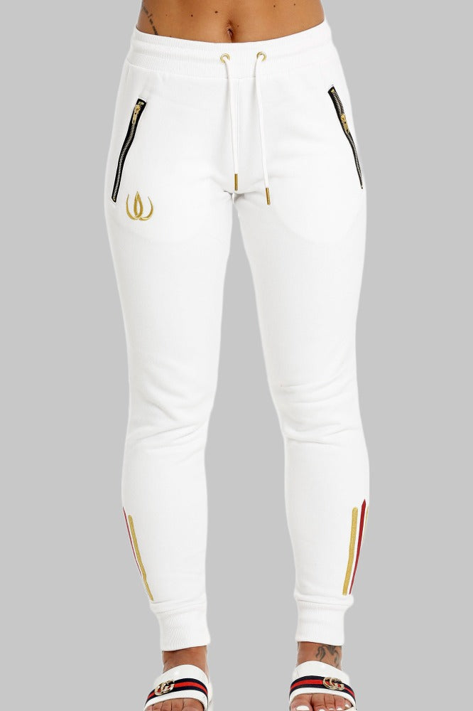 Deluxe Joggers Vita närbild på midjeband
