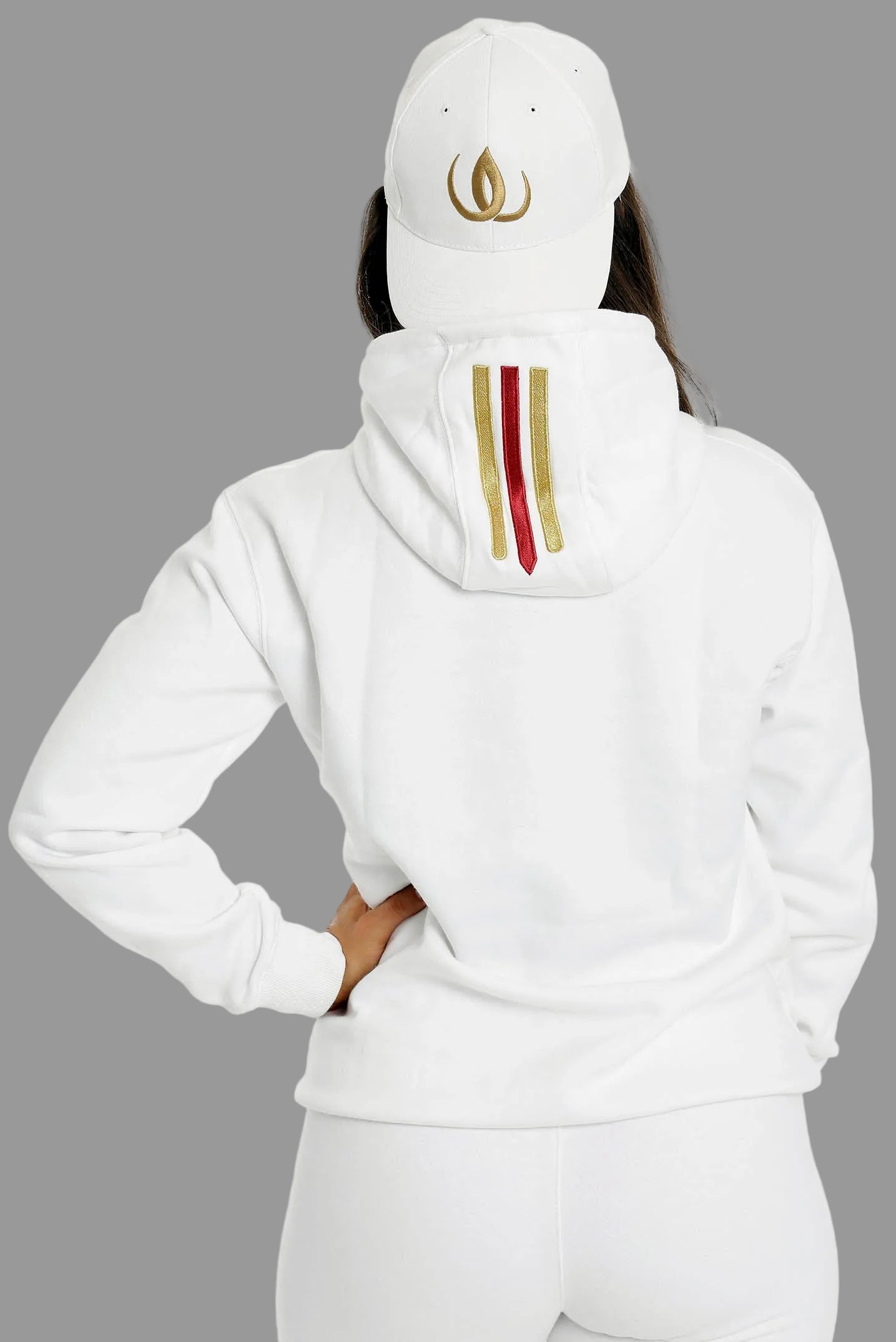 Deluxe Hoodie Vit bakifrån